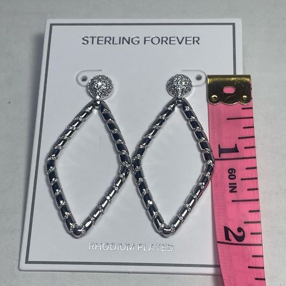 BNWT Sterling Forever Rhodium plated DANGLE earrings - Picture 4 of 8